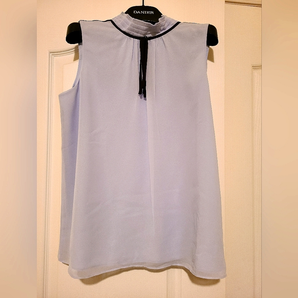 NWT Karl Lagerfeld Sleeveless Mock Neck Blouse - Powder Blue, US/CA S